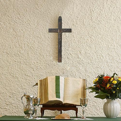 Pietism Kruzifix-Wandkreuz für Heimdekoration, Kreuze für Wand und Kruzifix, religiöse Wanddekoration für Kirche, Bronze-20,3 cm