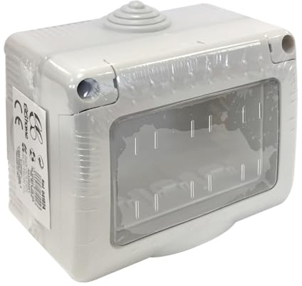 Scatola di superficie con coperchio per 3 moduli, ideale per impianti elettrici e protezione dei collegamenti.