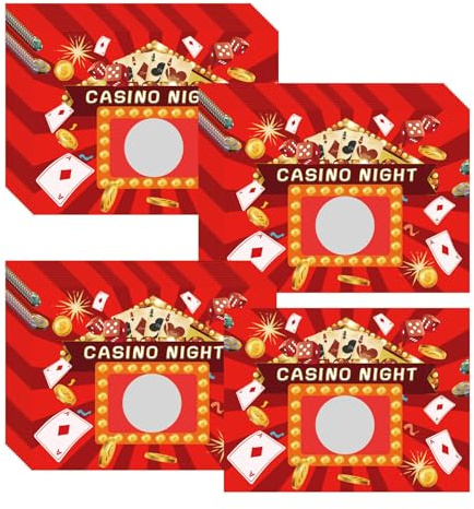 50 Pack Casino Theme Party Decorations Scratch Off Cards Casino Games Card with Silver Scratch Stickers - 3 x 4 Inch Casino Night Party Gambling Scratch Off Game Cards for Party Favors, Business