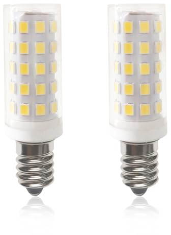 Set di 2 Lampadine LED E14 da 5W, Equivalente a 60W, 820LM Luminosità, Bianco Caldo 4000K, Nessun Sfarfallio, Non Dimmerabili, Perfette per Cappa da Cucina, Frigorifero e Macchina da Cucire