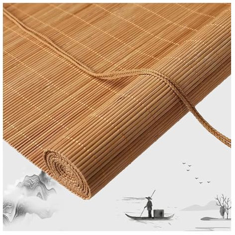 Bambusrollo Sonnenschutz, Retro Bambus Rollo Jalousine, Raffrollo Bambus, Bambusrollo Outdoor Wetterfest, Sichtschutz, für Innen/Außen,Anpassbar,Breite x Höhe (50cm x 180cm)