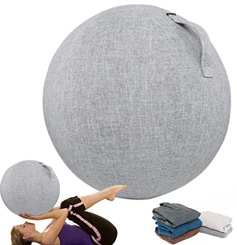 Dsongo Yogaball Bezug, 55cm/65cm/75cm Baumwolle+Leinen Schutz Yoga Ball Abdeckung, Fitnessball Faltbar Sitzbälle Stoff Bezug Für Schwangerschaft, Fitness, Yoga (Gray, 65cm)