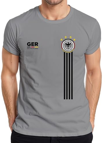 Maglietta da calcio tedesca | Football EM 2024 Germany | Articolo per fan dei campionati europei della Germania | Coppa del Mondo di calcio bianco, grigio., M