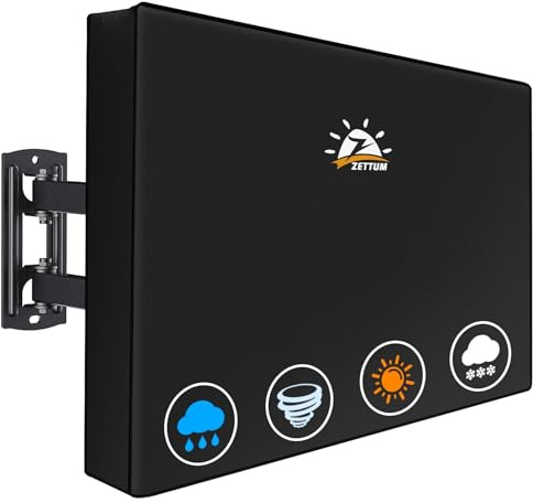 Zettum TV Abdeckung für 65-70 Zoll TV, Fernseher Bildschirmschutz Abdeckung Außenbereich 600D Oxford PU Beschichtung Heavy Duty & Wasserdicht Displayschutz für Fernseher (Schwarz)