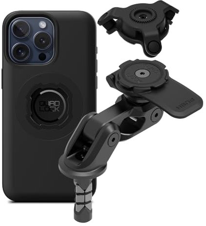 QUAD LOCK Gabelschaft-Handyhalterung für Motorrad PRO mit Vibrationsdämpfer und MAG-Hülle für iPhone 15 Pro Max