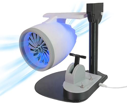 HYQNG Turbo Desk Fan, Creative USB Desk Fan, Portable Turbo Jet Fan with Humidifying Spray and Light Tail Flame, Adjustable Speed Push Rod Cooling Fan Desktop Fan for Home, Office blue