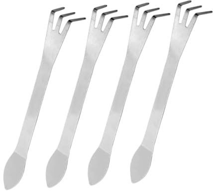 Mini Râteau de Jardinage 4pcs en Acier Inoxydable Argenté