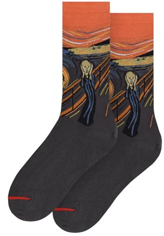 MuseARTa Edvard Munch Calzini, Colore: Arancione, 46-49 Unisex-Adulto