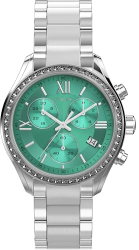 Timex Women's Chronograph 38mm Watch - Silver-Tone Bracelet Blue Dial Silver-Tone Case