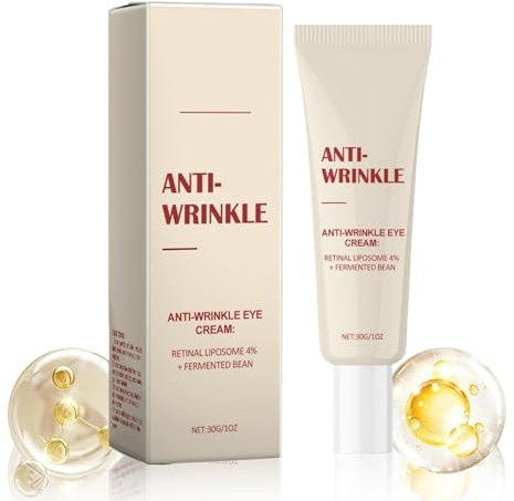 Serum Retinol, Anti Aging Augencreme mit 4% Retinal Liposom und fermentierten Bohnen, Anti Falten Augencreme gegen Fältchen und Augenringe, Glättung bei Tränensäcken und Augenringen, 30 g (1)