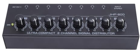 Dpofirs Amplificateur de Casque Stéréo 8 Canaux avec Amplificateur à Faible Bruit - Construction en Métal pour Music Studio & Stage (Prise UE)