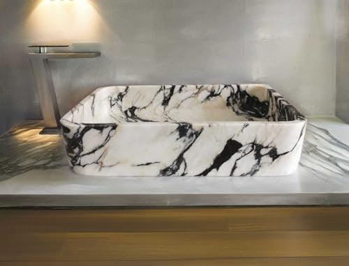 Lavabo in marmo Calacatta Viola Premium quality Misura 60x40x14cm FOTO REALI DEL LAVANDINO-lavabo da bagno-lavabo bagno d'appoggio