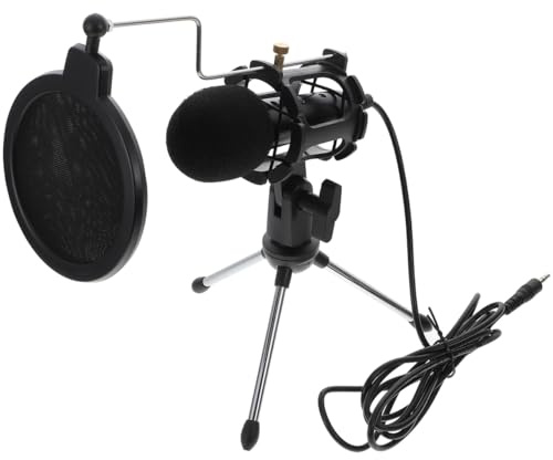 Operitacx 3. 5mm Computer Microphone for PC Desktop Laptop Plug and Play | Podcast Microphone Kit, Black Condenser Mic with Noise Reduction, for Recording and Voiceover