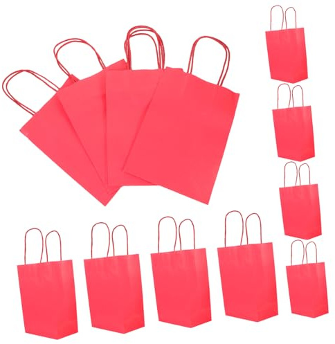 Holibanna 12stücke Rote Geschenktüten Mit Griffen Papier Geschenktaschen Für Partygeschenke Weihnachtsparty Hochzeitsgeschenke Süßigkeitentüten