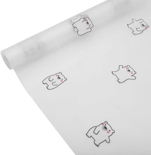 CAPASTEC Tapis De Tiroir, Tapis Non Adhésif Pour Tiroirs, Motif Ours Tapis De Tiroir De Cuisine, Tapis Pour Tiroirs De Réfrigérateur Étagères Placard Réfrigérateur, 30X300Cm, Blanc