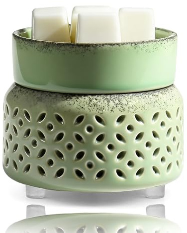 Wax Melt Burners Ceramic,Electric Wax Burner for Wax Melt | 4-in-1 Oil Burner,Bedroom,Living Room, Enjoy Home Fragrance,Great Gift for Mom Women,Mint Green