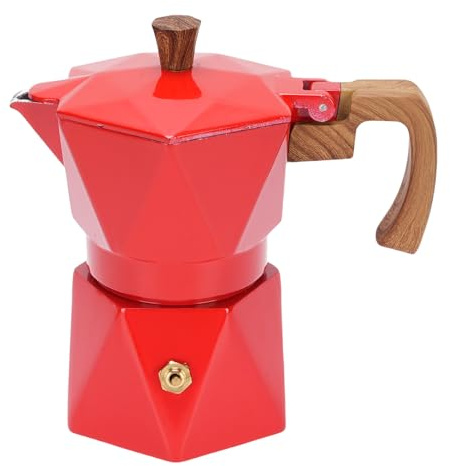 Fockety Cafetière expresso pour cuisinière, cafetière moka classique 2 tasses, cafetière cubaine et italienne, cafetière Greca percolatrice pour cuisinières à induction, électriques (rouge)