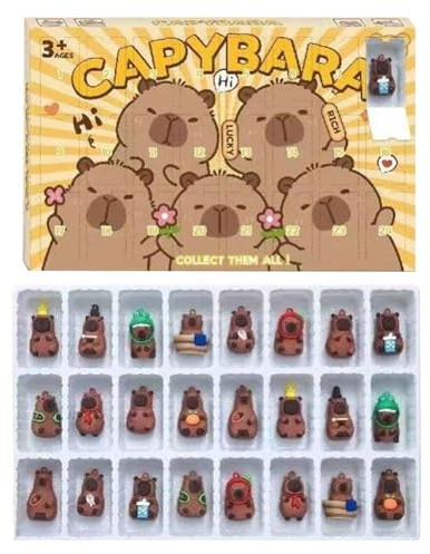 Calendario De Adviento De Capybara 2025, 24 Días Calendario De Cuenta Regresiva De Navidad Con Figuras Coleccionables De Capybara, Lindos Juguetes De Animales Para Cumpleaños Navideñas