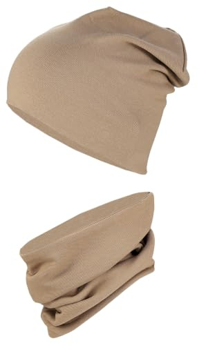TupTam Mütze und Schal Kinder Set, Beige Cappuccino, 44-52
