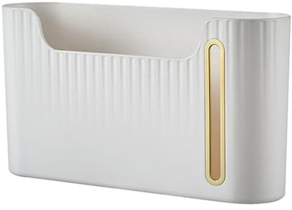 MoSundi Organizador dispensador de bolsas de basura de pared, soporte de plástico adhesivo sin perforaciones, para cocina, baño, oficina, 23,3 x 5,6 x 13 cm, color blanco