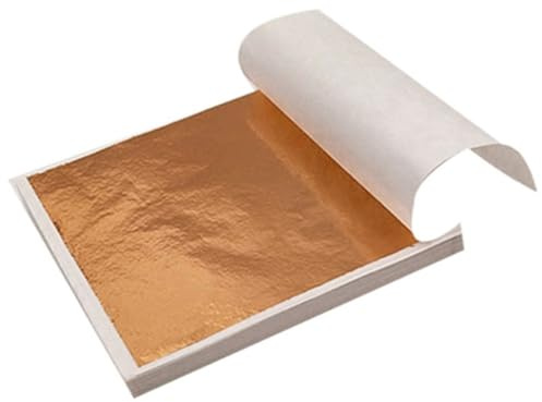 DUNSBY Blattgold 100 Blatt Imitation Gold Silberfolie Papier Vergoldung DIY Kunst Handwerk Geburtstag Party Hochzeit Kuchen Dessert Dekorationen(100pcs Rose Gold)