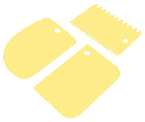 Culnflun 3Pcs Dough Scraper Card, Dough Cutter for Dough Cake Pizza, Baking Tool, Baking Scrapers Cream Spatulas Pastry Tools Soft Pastry Scraper Kitchen (Yellow)