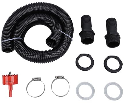 TOPINCN Kit de Conector de Manguera de Barril de Lluvia, Kit de Conexión de Desviador de Barril de Lluvia de Plástico de 39,4 Pulgadas para de Recolección de Agua de y Riego (con perforador)