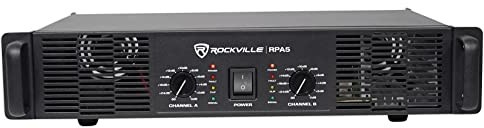 Rockville RPA5 2-Channel Power Amplifier, 200W RMS @ 4 Ohm, 1000W Peak, Stereo/Mono Switch, Built-in Crossover, for DJs, Live Sound, and Pro Audio