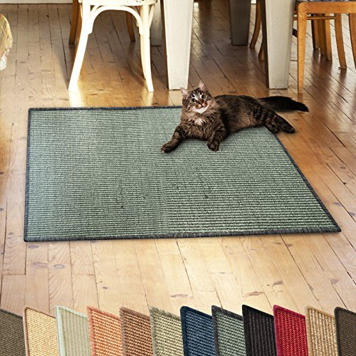 casa pura Katzen Kratzmatte aus Natur Sisal Kratzteppich Kratzmöglichkeiten für Katzen Kratzmöbel für Wand oder Boden - robust & waschba 60x80 cm Grau/Khaki
