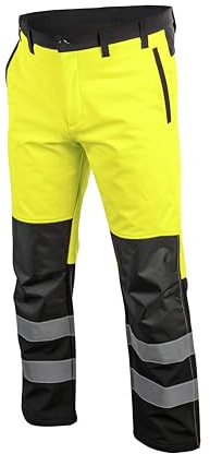 HÖGERT Technik Softshell Warnschutzhose Traun- Kniepolstertaschen Gelb L