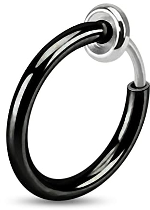 Monster Piercing 8MM Durchmesser - 14 Gauge schwarzem PVD-Finish 316L chirurgischer Stahl Frühjahr Aktion falsche Nase Piercing Ring