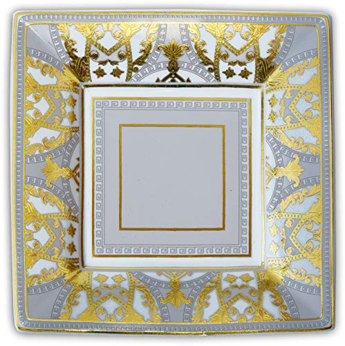 Baci Milano - Maroc&Rock - PIATTINO in Porcellana Quadrato 18cm Color Beige&Oro - GLTRAY.GAL04