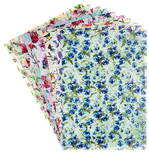 Ideen mit Herz Dekorpapier | Motiv-Transparentpapiere Deluxe | geprägt | farbig | Spotlack-veredelt | DIN A4 | 150g/m² | 10 Bogen | Bastelpapier mit Muster (Frühjahrsblumen)