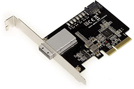 KALEA-INFORMATIQUE PCIe 2.0 Controller-Karte 4X 4 Externe SAS-Ports SFF8088 + 1 interner SATA-Port mit Chipsatz JMB585.