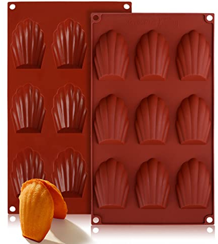 Bäcker & Lecker 2 Stück Silikon Madeleine Backformen Kuchenform 29 x 17 cm mit Antihaftbeschichtung 9 Mulden