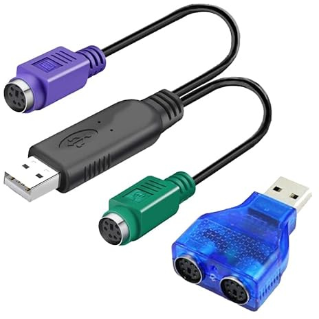 HuaLiSiJi PS2 2 USB Keyboard Adapter PS2 Adapter USB Maus Keyboard, Eingebauter Chip Ohne Treiber, Plug and Play