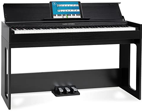 Classic Cantabile DP-S1 SM E-Piano Schwarz matt, 64-fache Polyphonie | 88 gewichtete Tasten mit Hammermechanik, Anschlagsdynamik in 5 Stufen einstellbar, 1 interner Demo-Song, 10 Klänge, Dual