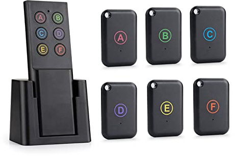 Wireless Key Finder Remote Control Tracker RF Item Locator Pet Tracker for Keys Pets Cell Phone (6 Receivers, 1 Transmitter)