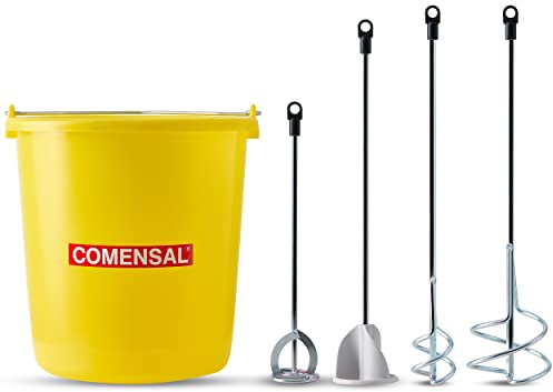 COMENSAL® Mörtelrührer Set - 2x 60, 80, 100 mm - für Farben Lacke Dünnflüssige Klebstoffe - Rührwerk - Superbaueimer 14l - Made in EU