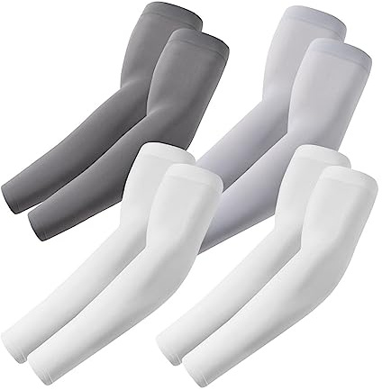 Roxun 4 Par Armskydd För Kvinnor Män Uv-Skydd Armbindor Gaming, Ärmar Volleyboll Armskydd Basket Armlingar Cykelsport 2 Vit+Mörkgrå+Ljusgrå