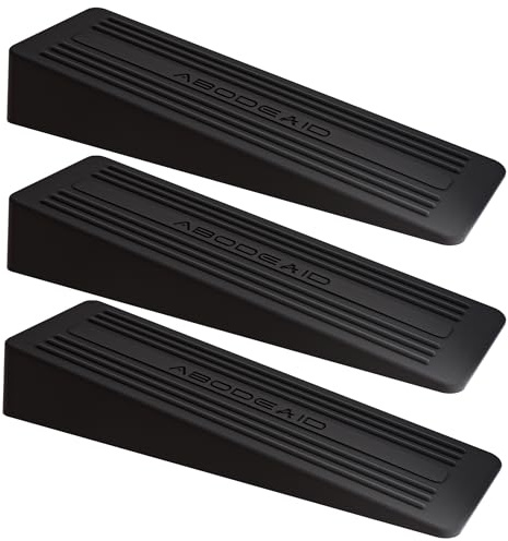 3 PCs Rubber Door Stops Indoors - Anti-Skid Durable Door Stoppers for Floor - Heavy Duty Rubber Door Wedges Indoors - Black Doorstops Wedge - Door Holder