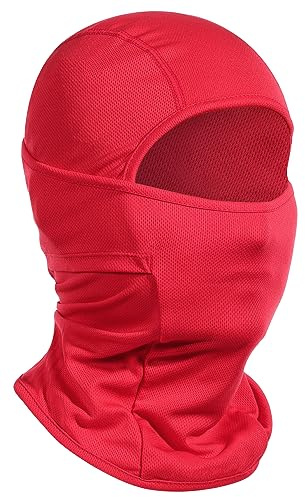 Achiou Ski Mask for Men Women, Summer Balaclava Face Mask, Shiesty Mask UV Protector Lightweight for Motorcycle Snowboard Red