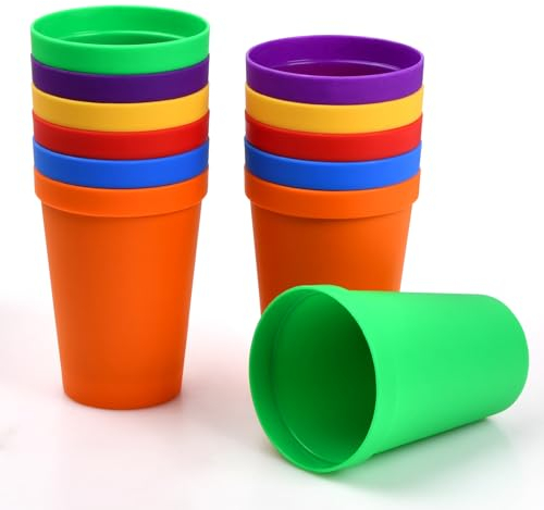 Fodlon 12 Pièces Gobelet Plastique de Couleur, Verres en Plastique Réutilisables 200ml pour Fete, Verre à Eau Empilable Cuisine Multicouleur pour Enfants, Cours, Festival, Pique-nique