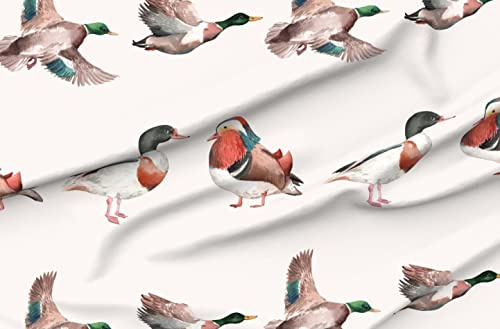 Spoonflower Fabric - Hand Painted Ducks Wings Waterfowl Wildlife Cabin Lake Pond Woods Printed on Polartec(R) Fleece Fabric by The Yard - Sewing Blankets Loungewear and No-Sew Projects