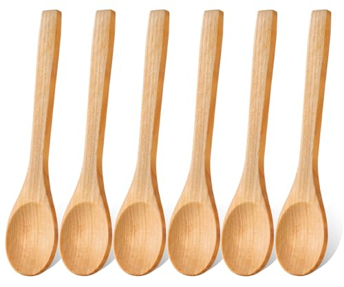 salbsever Set di 6 cucchiai da miele in legno per tè, fatti a mano, per mescolare zuppe, condimenti, caffè, tè, zucchero