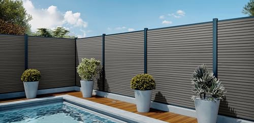WPC Sichtschutzzaun Premium Modern Rhombus Dark Grey 150mm Gartenzaun | Konfigurierbar | Komplettset 180 cm-3.6