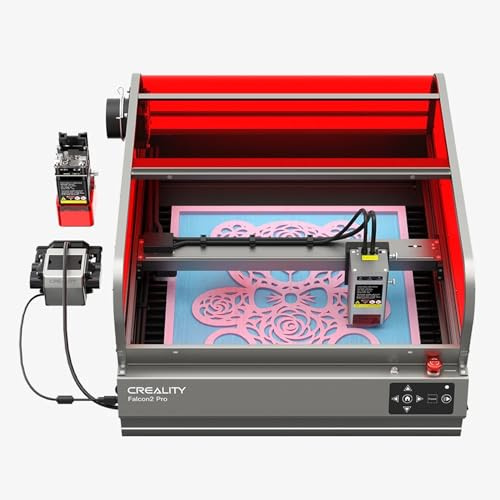 Creality Falcon 2 Pro Laser Graviermaschine 40W Laserleistung Laser Cutter, Augenschutz Lasergravierer Laserschneider mit Schutzhülle, integrierte Kamera, Air Assist,Feuer/Luftstrom/Linsenüberwachung
