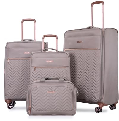 Travelhouse Softside 3 Piece Luggage Sets, 4 Piece Expandable Soft Sided Suitcase with Spinner Wheels, Lightweight Travel Set with Underseat Duffel Bag (16/20/24/28)