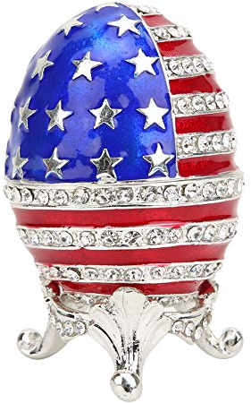 Qcwwy Decorative Hinged Jewelry Box,Enameled Easter Egg Shape Trinket Box Jewelry Storage Case Trinket Organizer for Jewelry Ring Earring Necklace Small Jewels