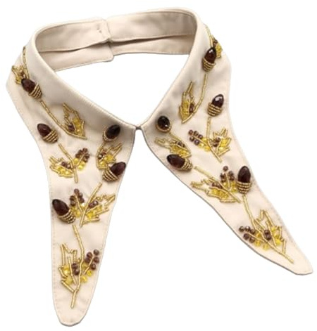 LoudSung Abnehmbarer Halsschmuck von einfacher falscher Kragen Retro-Falschkragen farbenfrohes Stickdesign für Frauen und Mädchen